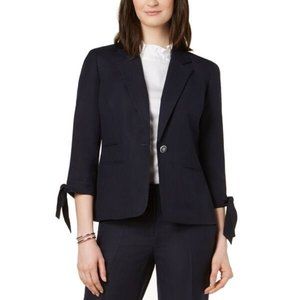 Nine West Blue Tie-Sleeve  1 Button suit jacket